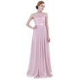 thumbnail image 2 of iixpin Women's Floral Lace Chiffon Wedding Bridesmaid Maxi Dress Evening Party Prom Gown Dusty Rose 8, 2 of 7