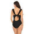 thumbnail image 3 of Maillots de Bain une Pièce à Volants pour Femmes, Monokini à Col en V Froncé, 3 of 3