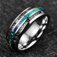 thumbnail image 4 of 8mm Men's Tungsten Carbide Wedding Ring Inlaid with Opal and Imitated Meteorite Dome Style High Polished Comfort Fit Size 7-12, 4 of 5