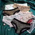 thumbnail image 2 of Ropa interior de cintura baja con estampado de leopardo y seda de hielo sin costuras para mujer, pantalones triangulares de encaje para mujer, cinturilla, 2 of 6
