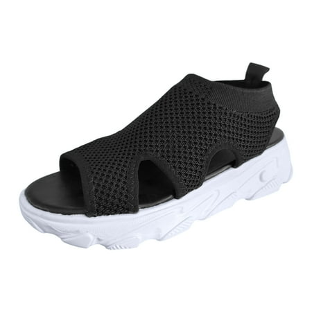 Women Mesh Beach Slip Womens Tan Sandals on Sport Casual Open Memory Foam Sandals Women Toe Flat Soft Bottom Rubber Sandals for Women Breathable Shoes Sandals