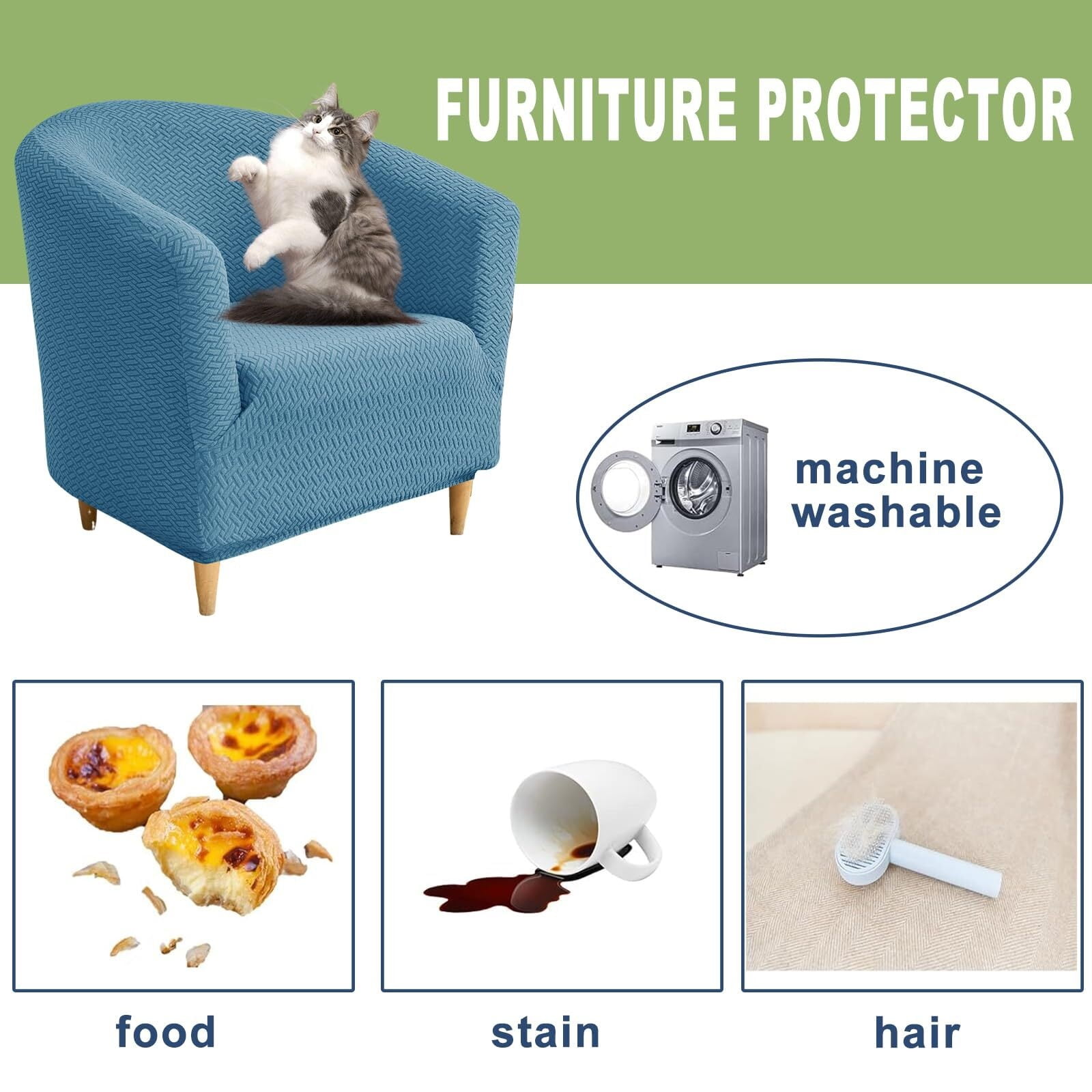 LKJYER Club Chair Slipcover Jacquard Barrel Chair Covers Stretch Tub Chair Slipcovers Soft Armchair Sofa Covers Removable Couch Cover Protector for Living Room Hotel Restaurant