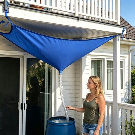 Rainwater Collector, Roof Drain Water Catcher with Hose, Reusable Rainwater Diverter for Garden and Yard