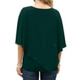 thumbnail image 4 of USSUMA T-Shirts for Women Trendy Dandelion Print Flowy Women's Shirts and Blouses 3/4 Sleeve Women Tops Dressy Casual Summer Double-Layered Chiffon Poncho Graphic Round Neck Plus Tunics Beach, 4 of 6