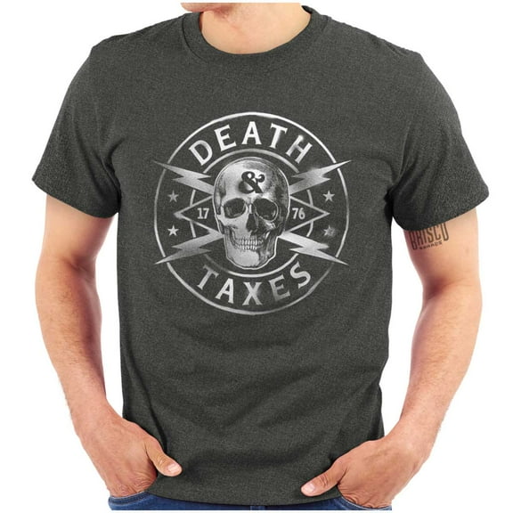 Death Taxes Defend Freedom Skull Men's Graphic T Shirt Tees Brisco Brands S