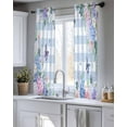 thumbnail image 5 of Watercolor Flowers Sheer Curtains 54 Inch Length 2 Panels Set for Living Room/Bedroom, Spring Floral Butterflies Blue Plaid Kitchen Curtains Grommet Semi-Sheer Curtains Window Treatments 42"x54"x2, 5 of 7