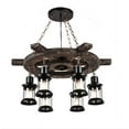 thumbnail image 3 of AFANQI 6 Lights Industrial Wooden Hanging Lighting,  Dia 27 inch Metal Chandelier Farmhouse Vintage Pendant Lamp Fixture Glass Lampshade, 3 of 15