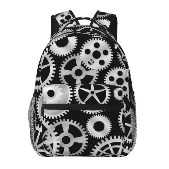 Easygdp Metallic Gears Mochila Ergonómica Versátil para Laptop - Múltiples Bolsillos, Correas Ajustables, Unisex para Escuela, Viajes y Actividades al Aire Libre-One Size