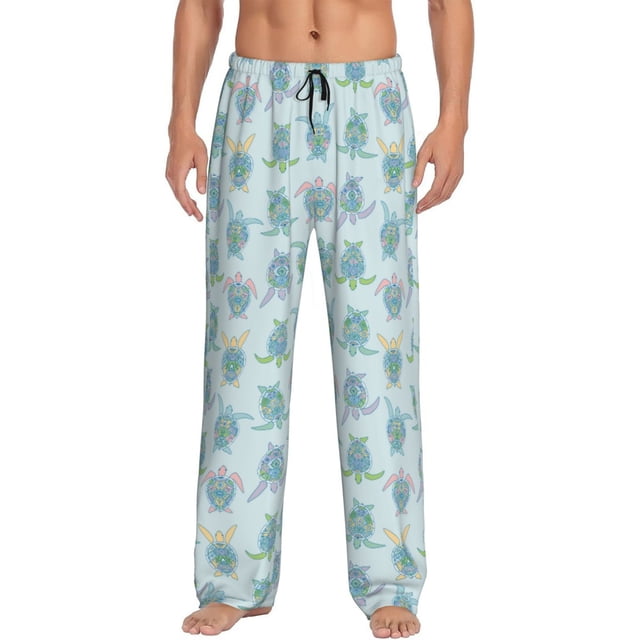 Fotbe Sea Turtle Pantalones de Pijama para Hombre, Pantalones de Dormir, Pantalones de Casa con Cintura Ajustable y Bolsillos-Medium