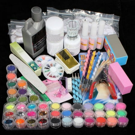 iMeshbean Acrylic Nail Art Tips Powder Liquid Brush Glitter Clipper Primer File Set Kit From (Best Acrylic Paint Nail Art)