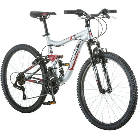 24" Mongoose Ledge 2.1 Boys' Mountain Bike, Silver/Red