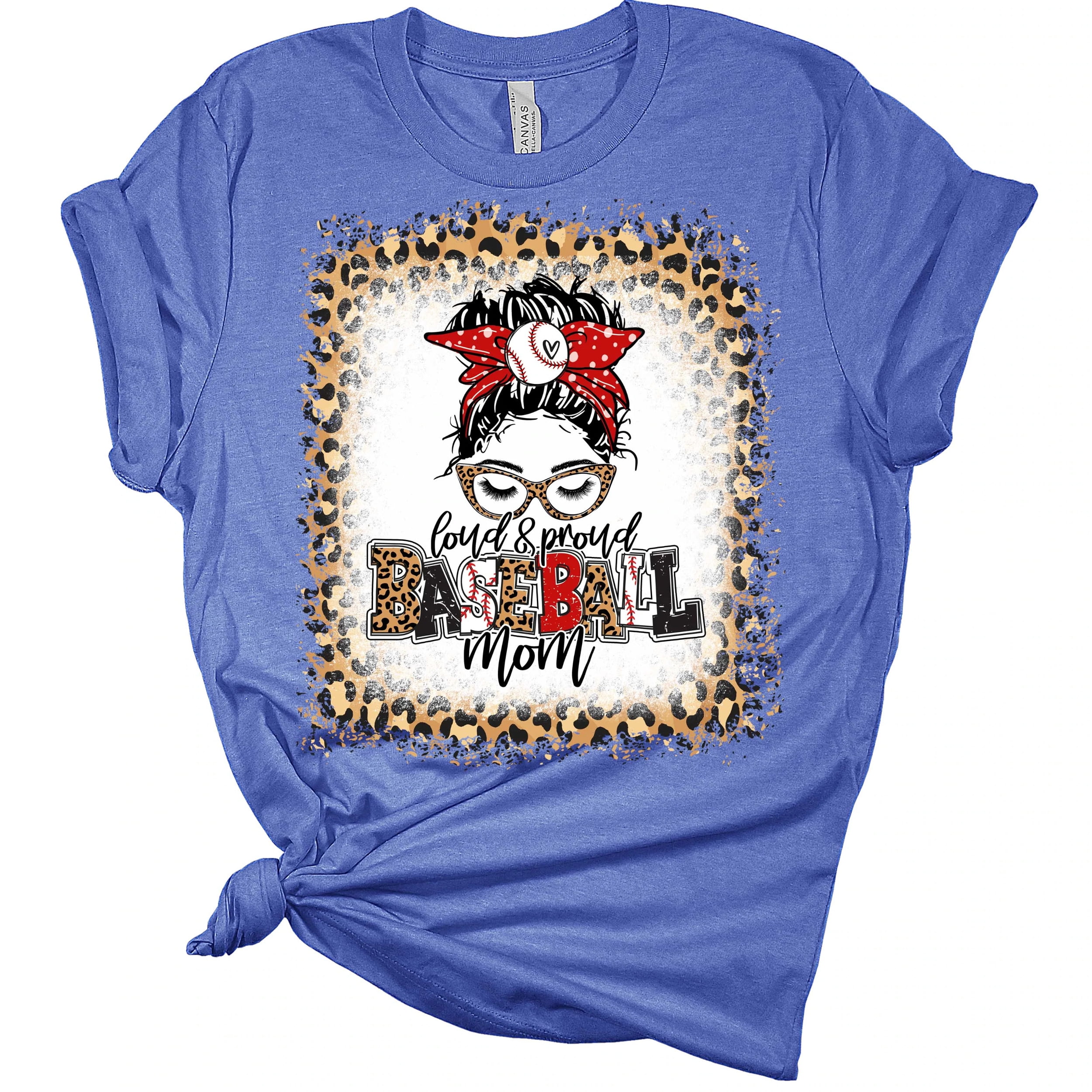 Baseball Mom Tee Leopard Print Bleached Shirt Bleached 