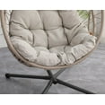 thumbnail image 3 of Comfy Indoor Outdoor Egg Chair, Patio Wicker Swing Egg Shaped Chair with Stand, Indoor Rocking Chair with Cushion, 350lbs Hammock Egg Shaped Chair for Balcony Backyard Bedroom, Light Grey, 3 of 7