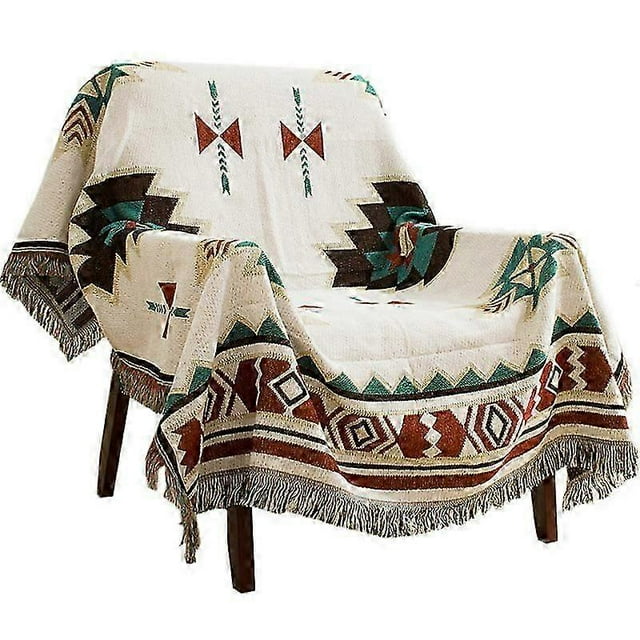 Rug Blanket Bohemian Tribal Tribal Geometric Pattern Rug with Tassels(Size:130x160cm / 51.1x62.9in)