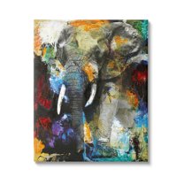 Layered Elephant Bold Wildlife Abstract Graphic Art Gallery Wrapped Canvas Print Wall Art