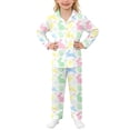 thumbnail image 2 of Easter Pjs for Kids Silk Pajamas Girls Long Sleeve Cute Print Button down Nightwear Loungewear Set Pajamas 4-5 Years Boys, 2 of 4