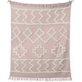 thumbnail image 2 of Americanflat Boho Throw Blanket for Couch in Pink and White 50" x 60" - All Seasons Lightweight Cozy Soft Blankets & Throws for Bed and Sofa - 100% Cotton with Fringe, 2 of 4