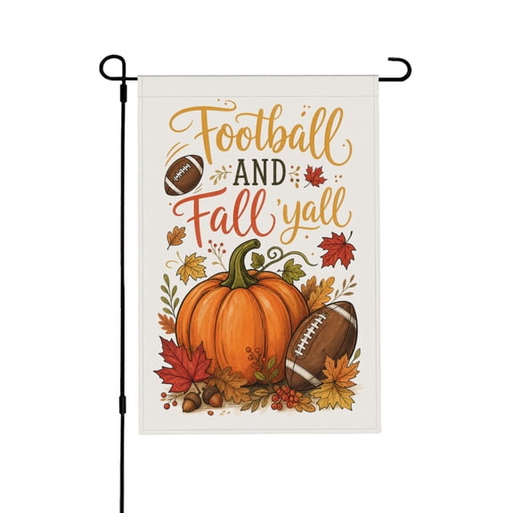 Garden Flag 12x18 Inch - Fall Pumpkin and Football Outdoor Decor