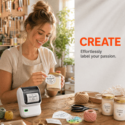 Phomemo M100 Label Maker with 100 Labels,Thermal Bluetooth Label Printer,No Ink 2 inch Barcode Printer with App Control, for Small Business, Clothing Tags,Round Gift Stickers(White)