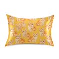 thumbnail image 3 of Haosy Satin Pillowcase for Hair and Skin Standard Cooling Silk Pillow Case with Envelope Closure Cute Orange Cat 20"x40", 3 of 9