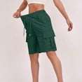 thumbnail image 4 of BUIGTTKLOP Shorts for Women Summer Quick Dry Cargo Shorts with Pockets Outdoor Drawstring Knee Length Hiking Short, 4 of 5