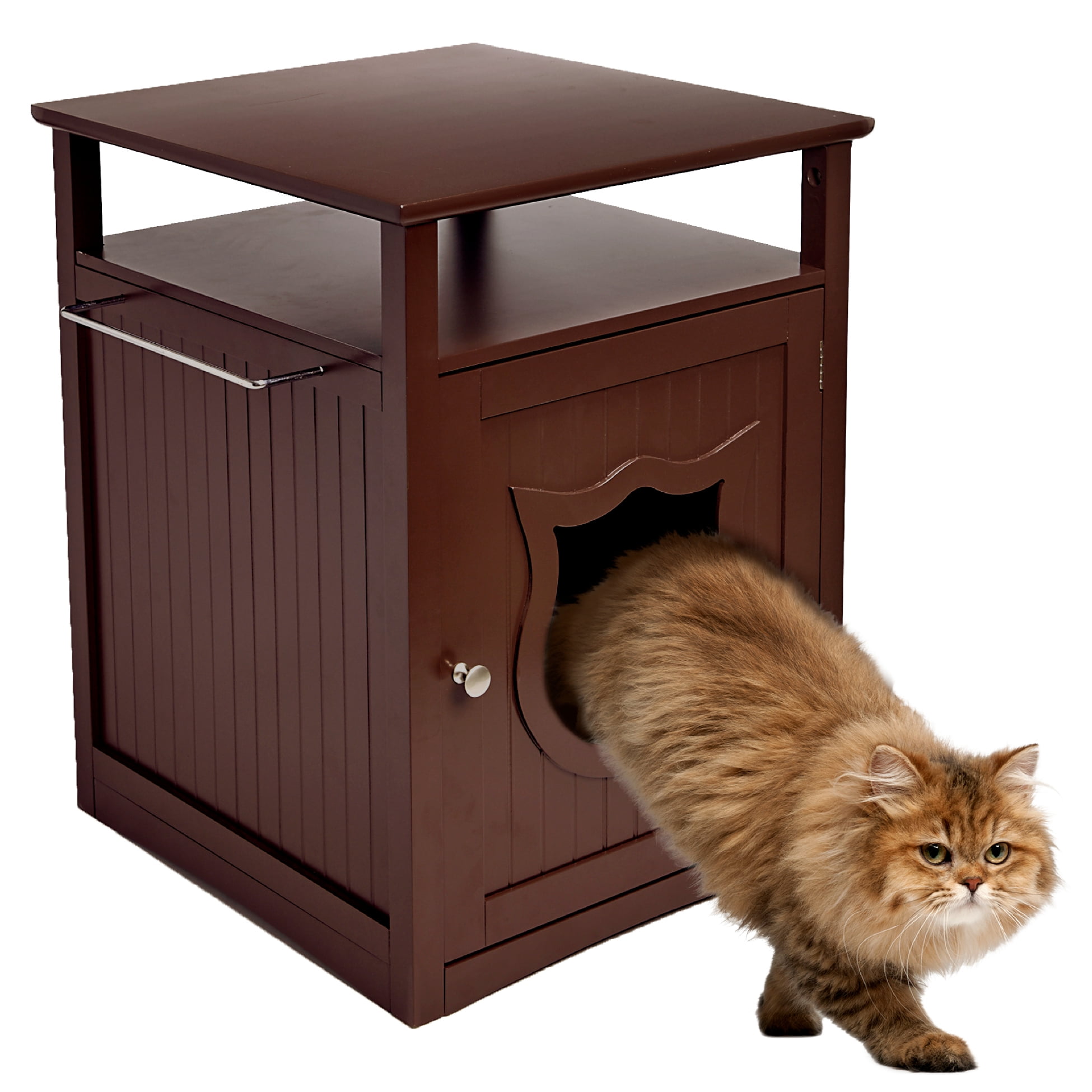 Nightstand Cat House and Litter Box Cover Designer Indoor Wooden