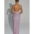 thumbnail image 6 of Sparkly Sequin Meramid Prom Dresses Spaghetti Straps Square Neck Tube Formal Evening Party Club Gowns Pink S, 6 of 8