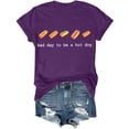 thumbnail image 4 of Public Womens Short Sleeve Graphic Tees Causal Bad Day to Be a Hot Dog Letter Printed Sleeve T-Shirts Summer Crew Neck Loose Fit Tops Shirts Purple M, 4 of 5