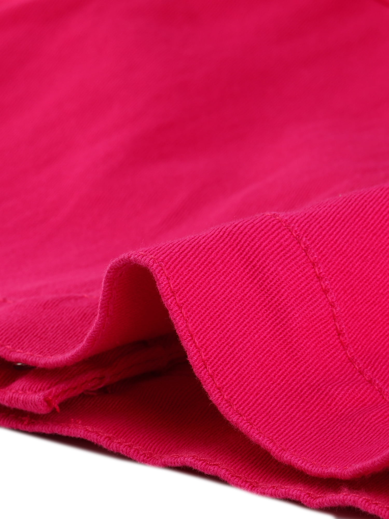 DARING DIVA Women's Short Sleeves Crop Button Down Denim Jacket XL Hot Pink