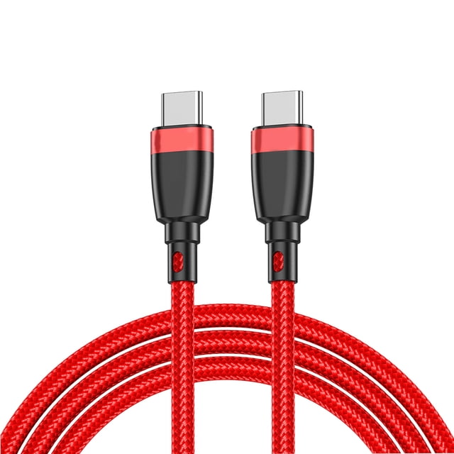 Sidaley Cable de carga rápida de protección de cobertura de 1/2 m 60/100 W (máx.) Cable de tipo C Cable de datos trenzado de nailon para Teléfono y Comunicación rojo 2M 100W