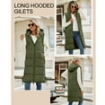 thumbnail image 4 of TKLPEHG Winter Jacket for Women Long Down Waistcoat Zip up Puffer Vests with Drawstring Hooded Winter Sleeveless Puffy Jackets Padded Coat (Green,S), 4 of 9