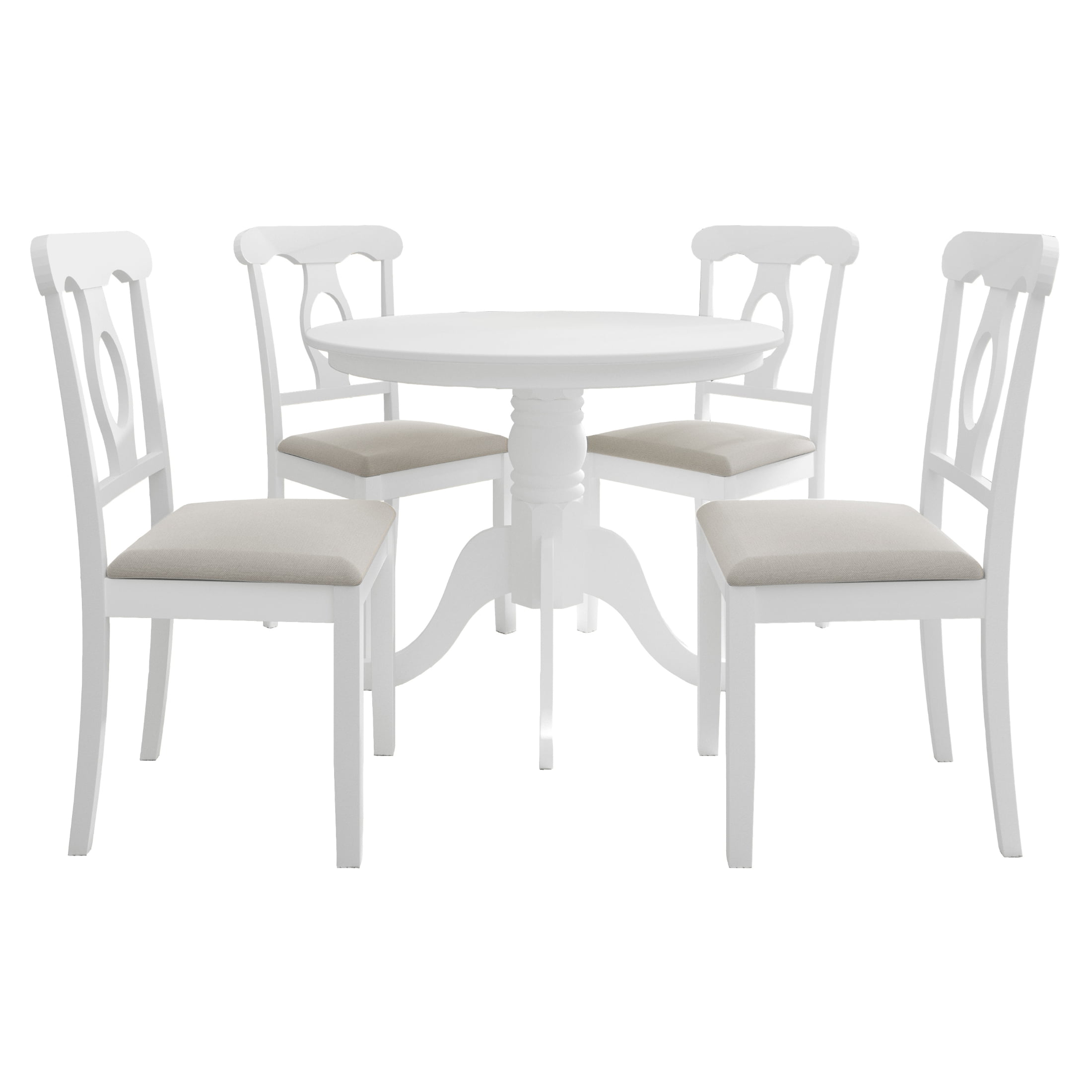 Castle Place 5-Piece Elegant Wooden Indoor Dining Table and Chairs Set, White