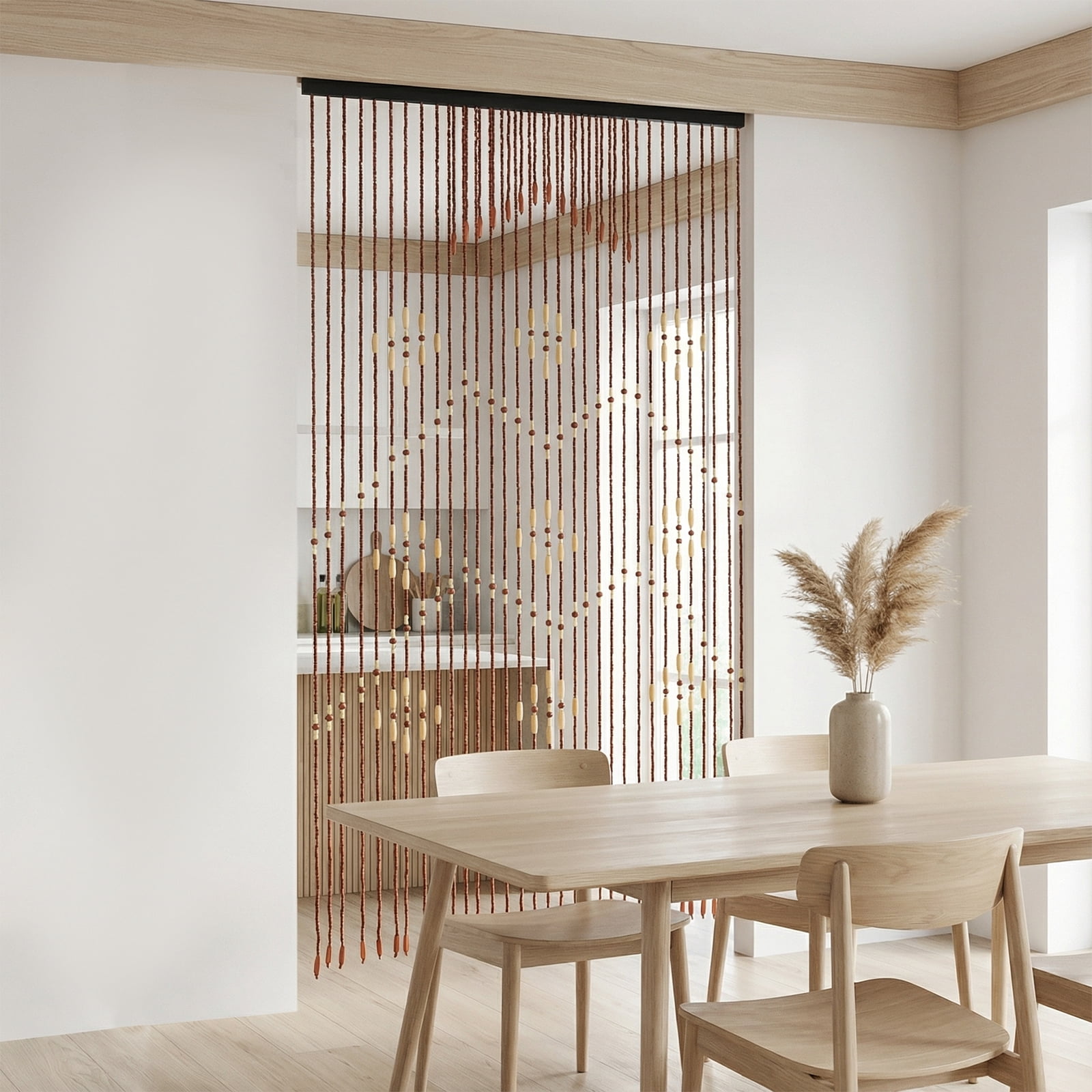 Wooden Bead Curtain, String Door Curtains Beaded, Chinese Classical Coffee for Doorway, Tie Top,  Home Décor