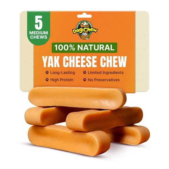 Tibetan Dog Chew Yak Cheese Treats for Medium Dogs Under 35 lbs, 5 Sticks