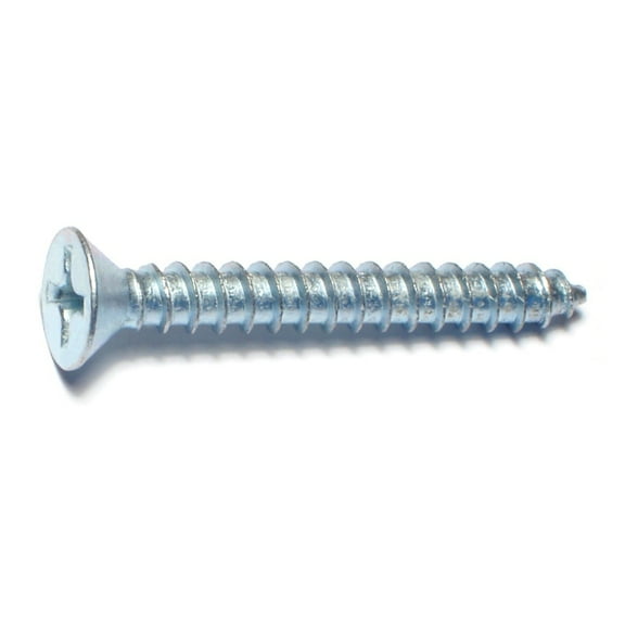 #14 x 2" Zinc Plated Steel Phillips Flat Head Sheet Metal Screws SMSFLS-251