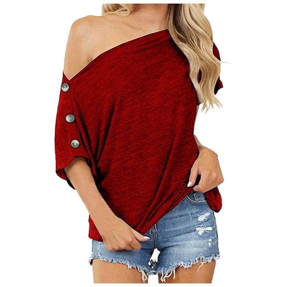 Womens Athletic Tops Long Sleeve for Women Tops Fitted T Shirts Women Cute Summer Top Casual T Shirt Womens Compression Shirt Long Sleeve Medium Pack Women's Graphic Pack of Shirts Red S