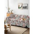 thumbnail image 3 of Pink Green Spring Floral Couch Cover for 2 Cushion Sofa, Vintage Botanical Summer Washable Loveseat Sofa Covers Slipcover for Sectional Sofas L-Shaped, Couch Throw Cover 71"x118", 3 of 9