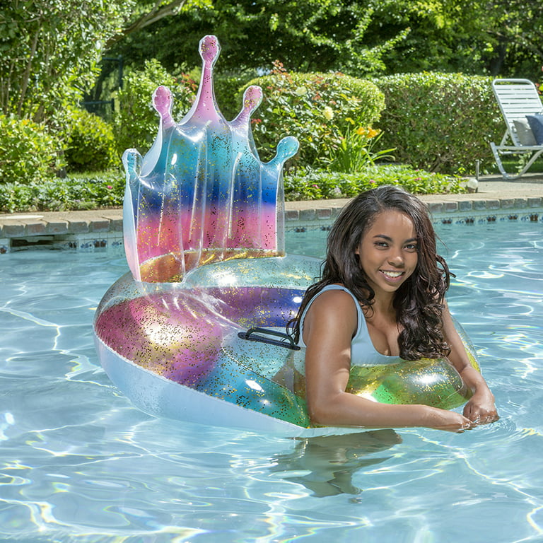 43 Rainbow Glitter Tiara Swimming Pool Inflatable Inner Tube