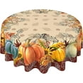 thumbnail image 2 of Round Fall Tablecloth - Autumn Pumpkin Thanksgiving Tablecloth, 60 Inch Round, 2 of 6
