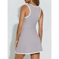 thumbnail image 5 of Women'S Workout Tennis Dress with Built-in Bra & Shorts Pockets Sleeveless Crewneck Golf Athletic Mini Dresses Grey L, 5 of 6