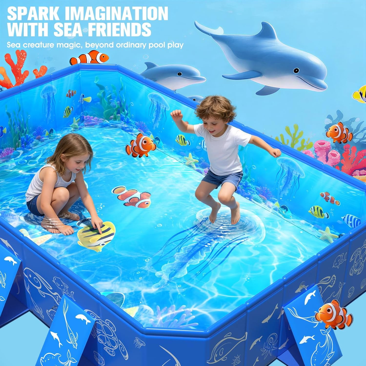 2026 Kiddie Pool with Canopy,Baby Swimming Pool for Toddler,Non-Inflatable Portable Pool for Kids,Foldable Toddler Pool with Shade,Kiddie Pool for Backyard,Pop Up Baby Beach Pool 53''×40×33''