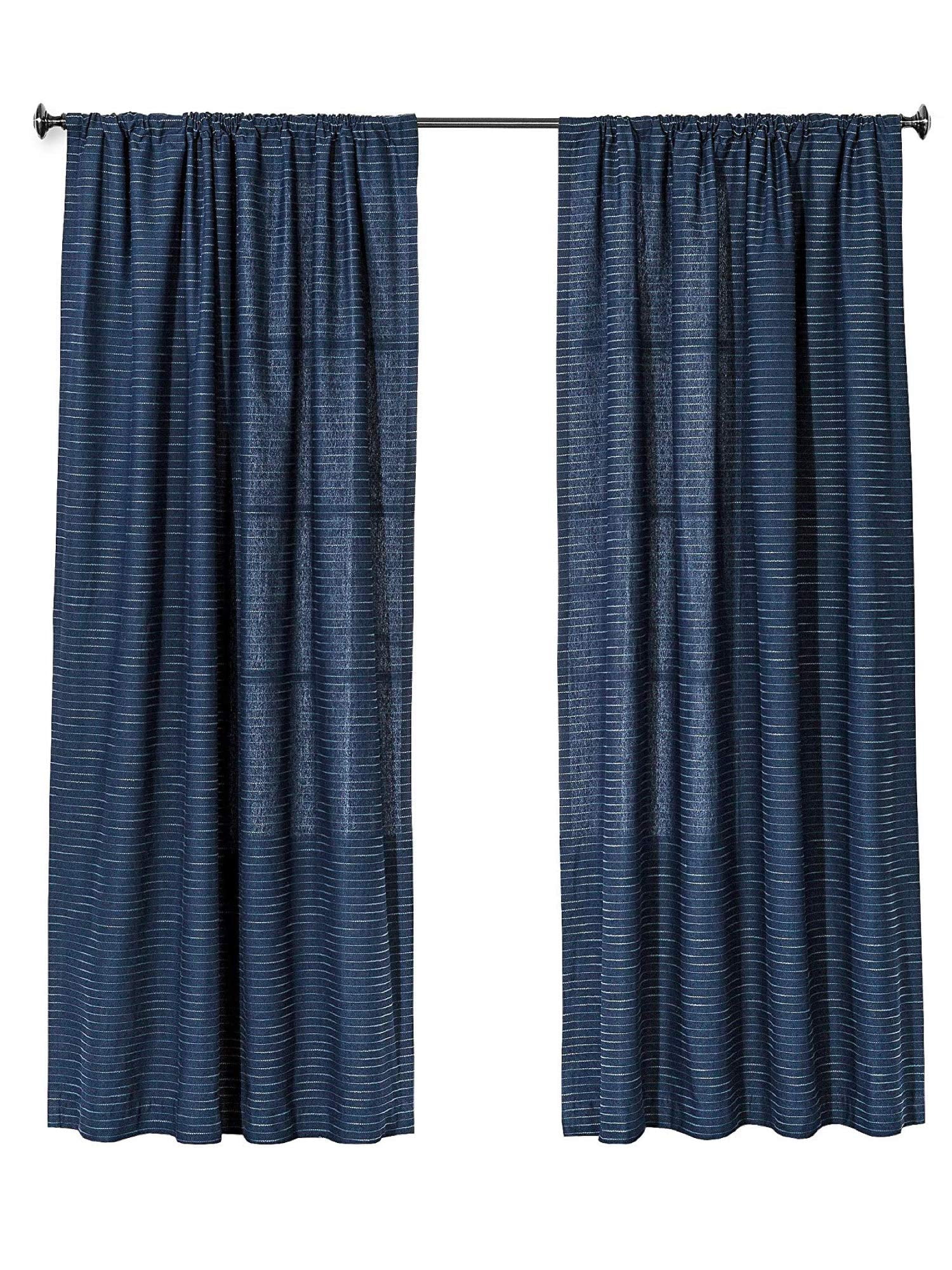 Nate Berkus Curtain Window Panel Embroidered Stripe Blue Light