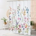 thumbnail image 2 of Floral Summer Shower Curtain, Flower Fabric Cloth Shower Curtains for Rustic Vintage Bathroom Decor, Spring Plant Shower Curtains with Watercolor Chic Cosmos, 72x72, 2 of 6