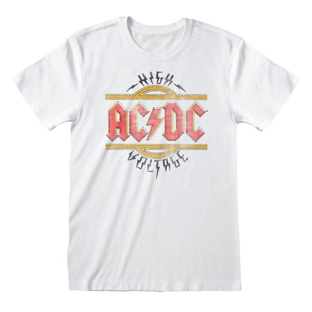 AC/DC - Camiseta High Voltage Vintage para Adultos Unisex (Blanco)