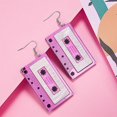 thumbnail image 3 of 3 pares de pendientes de cinta de casete TANGJMXG color plata oro fucsia, 3 of 5