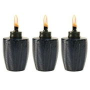 TIKI Brand Herringbone Blue Glass Tabletop Torch Set of 3