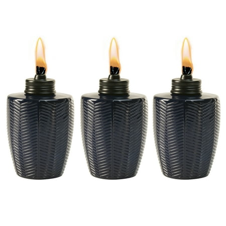 Blue Torch Fabrication - TIKI® Brand 5.75-inch Herringbone Glass Table Torch Blue 3-pack