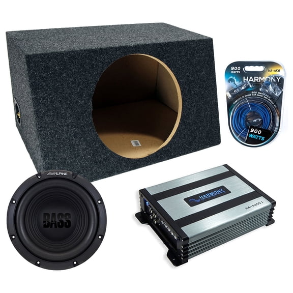 Harmony Audio Alpine fits Hatchback W12S4 Single 12" Subwoofer 250W Sealed Sub Box | HA-A400.1 Amplifier, 8GA Amp Kit