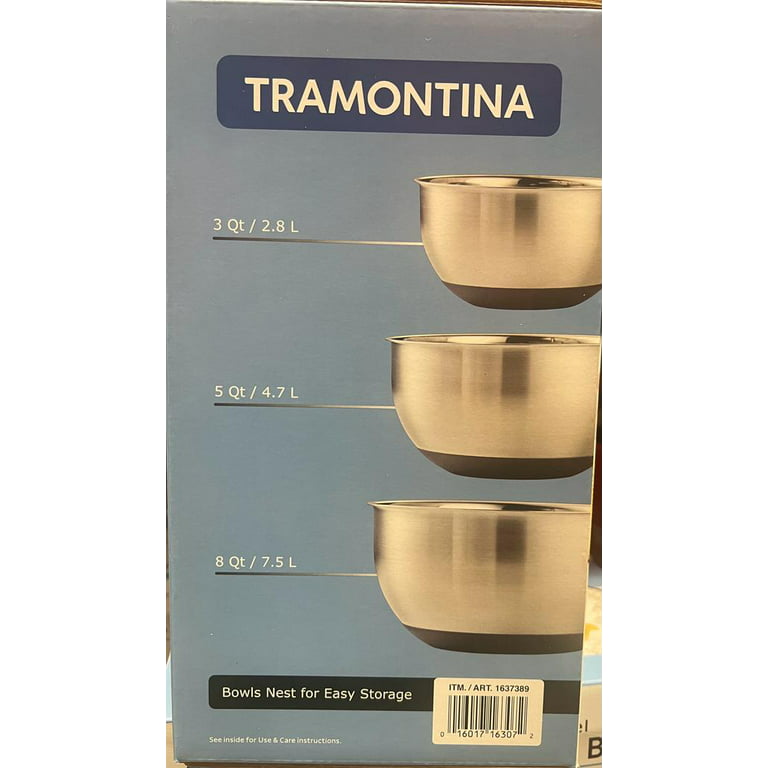 Tamontina 3 Pack Stainless Steel Mixing Bowls with Silicone Base