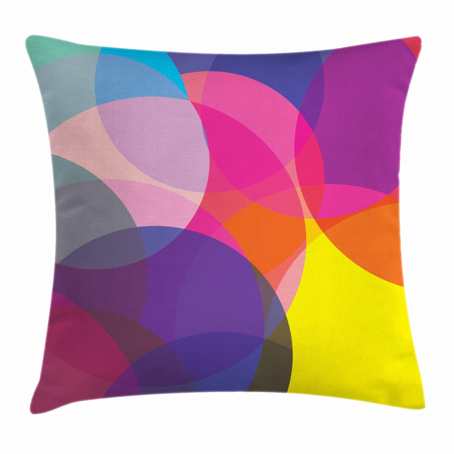 Geometric Throw Pillow Cushion Cover, Abstract Colorful Circles Pattern